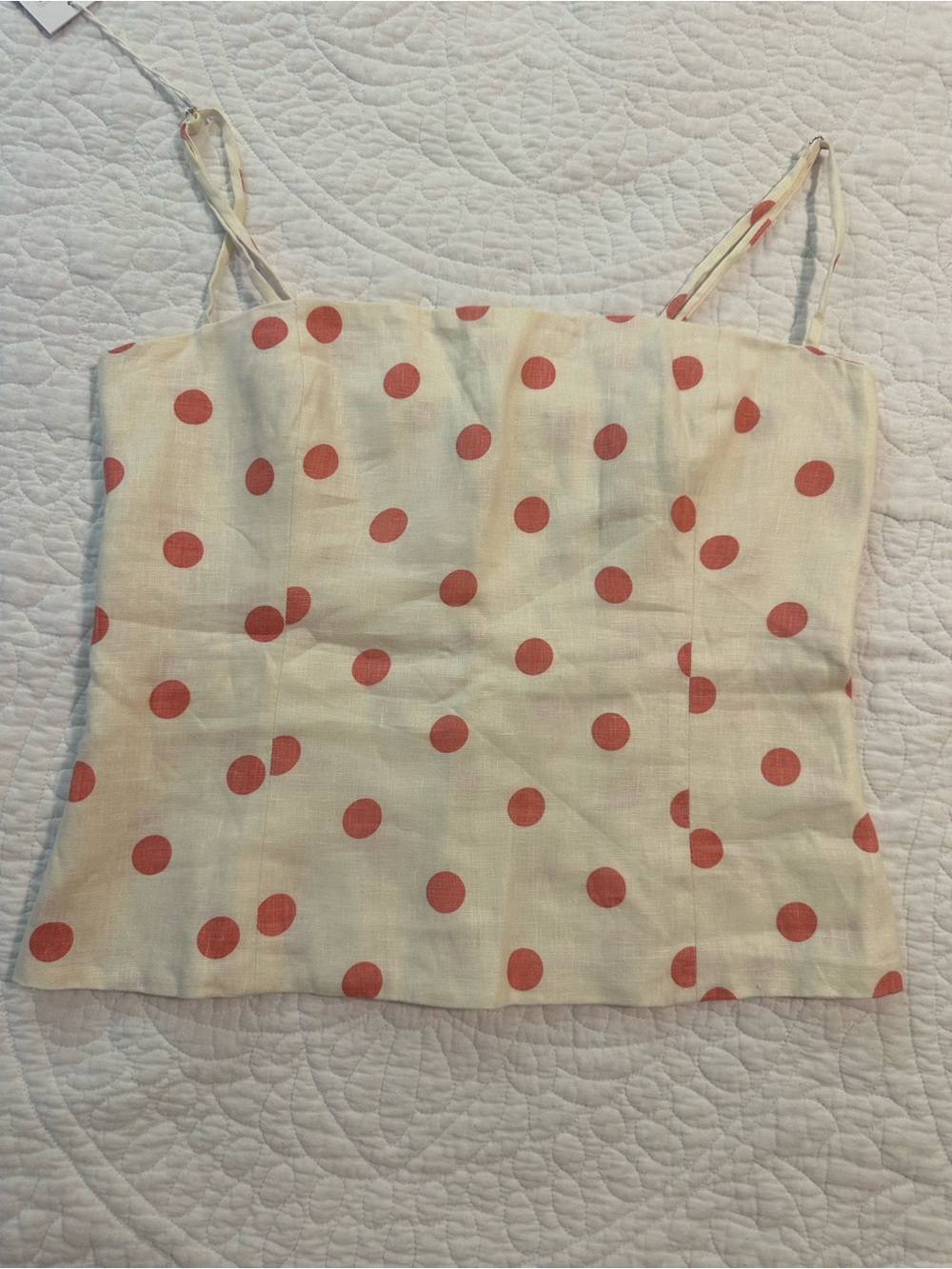 Reformation Cream Camisole with Red Polka Dots